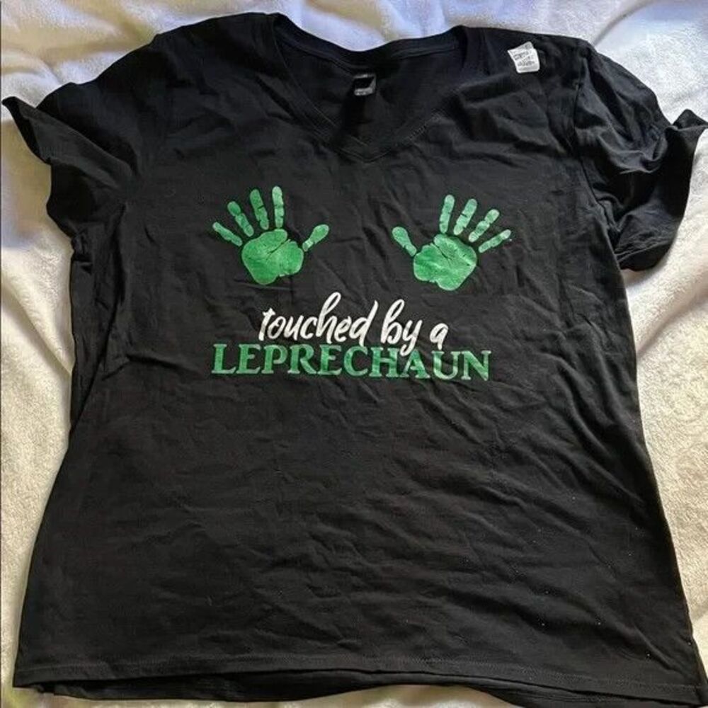 Irish St. Patrick's Day Touched By A LEPRECHAUN T-Shirt (Ladies XL)